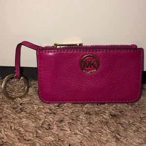 Michael Kors Pink Coin Pouch with Strap with Tan